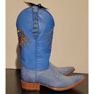 El Alacran de Durango Crocodile Cowboy Boots Blue Scorpion Vaquero Size 26 NWT